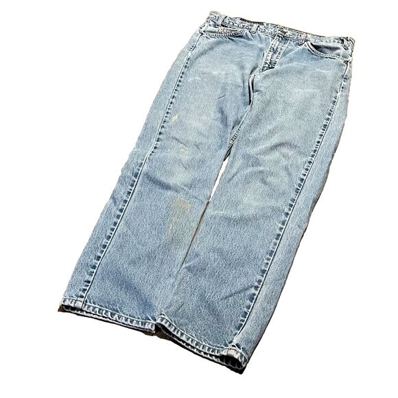 Vintage 90s Distressed Levis 505 Orange Tab Regular Straight Leg Jeans 35 x 30 - Picture 13 of 14